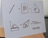 Par Avion - Gocco Screen-Printed Art Card