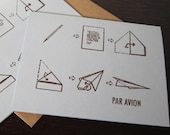Par Avion Paper Airplane - 12-Pack Gocco Screen-Printed Art Cards