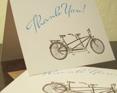 Tandem Bike Thank You Cards - 6-Pack Gocco Letterpress Cards