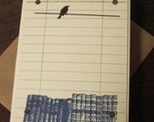 Books and Bird - Gocco Screen-Printed Card