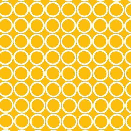 Robert Kaufman Fabric Metro Living Marigold Yellow Geometric Circles White 1 Yard-- More yardage available