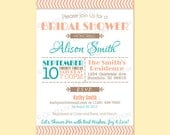 Custom Modern Vintage Retro Bridal / Baby Shower Party Invitation Invite Digital Design - Chevron / Typography / Old Fashioned - Printable