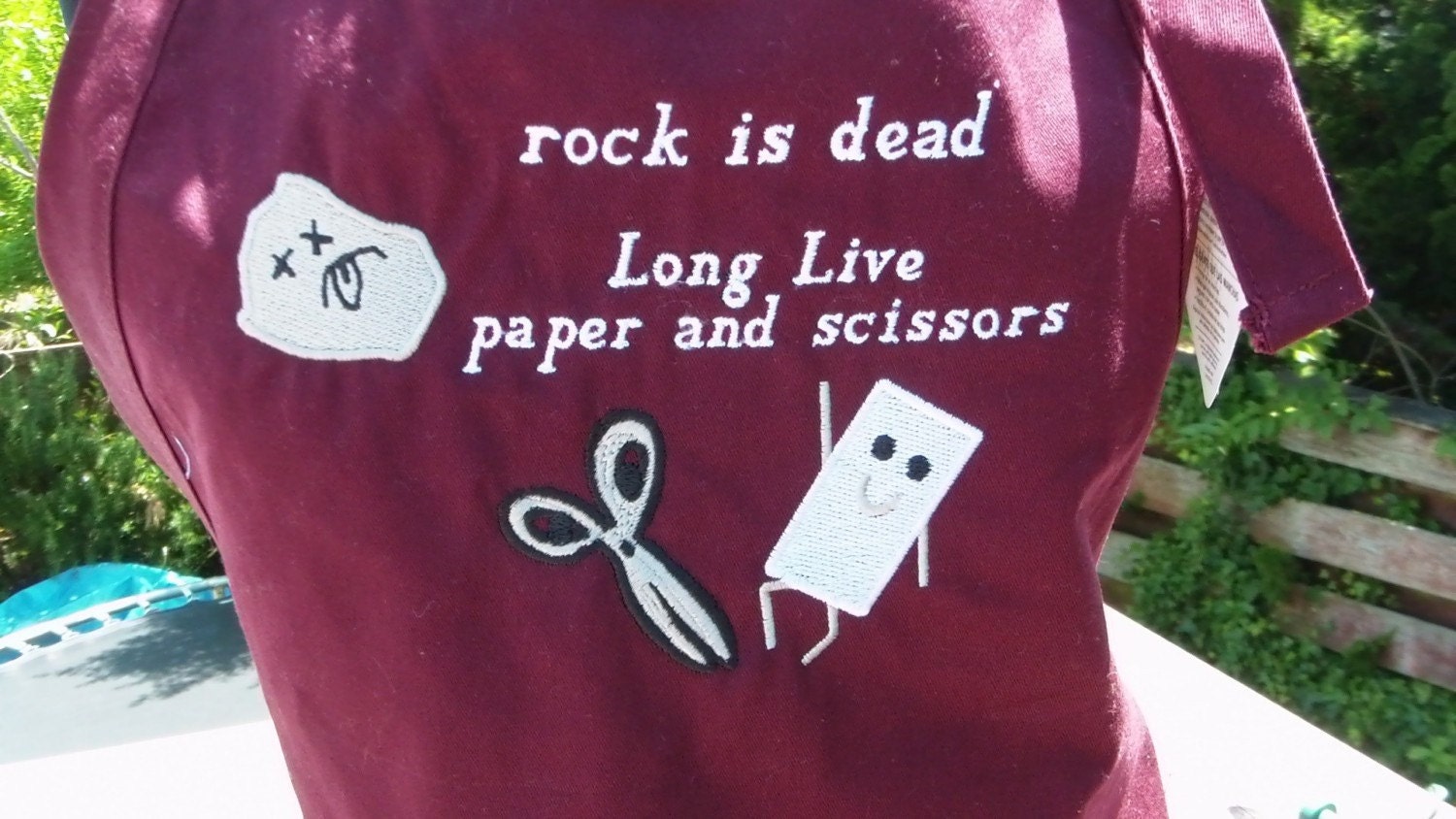 Apron Rock, Paper, Scissors Custom Embroidered 30" MADE TO ORDER
