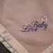 Embroidered Beige BABY LOVE Blanket with Heart Safety Pin