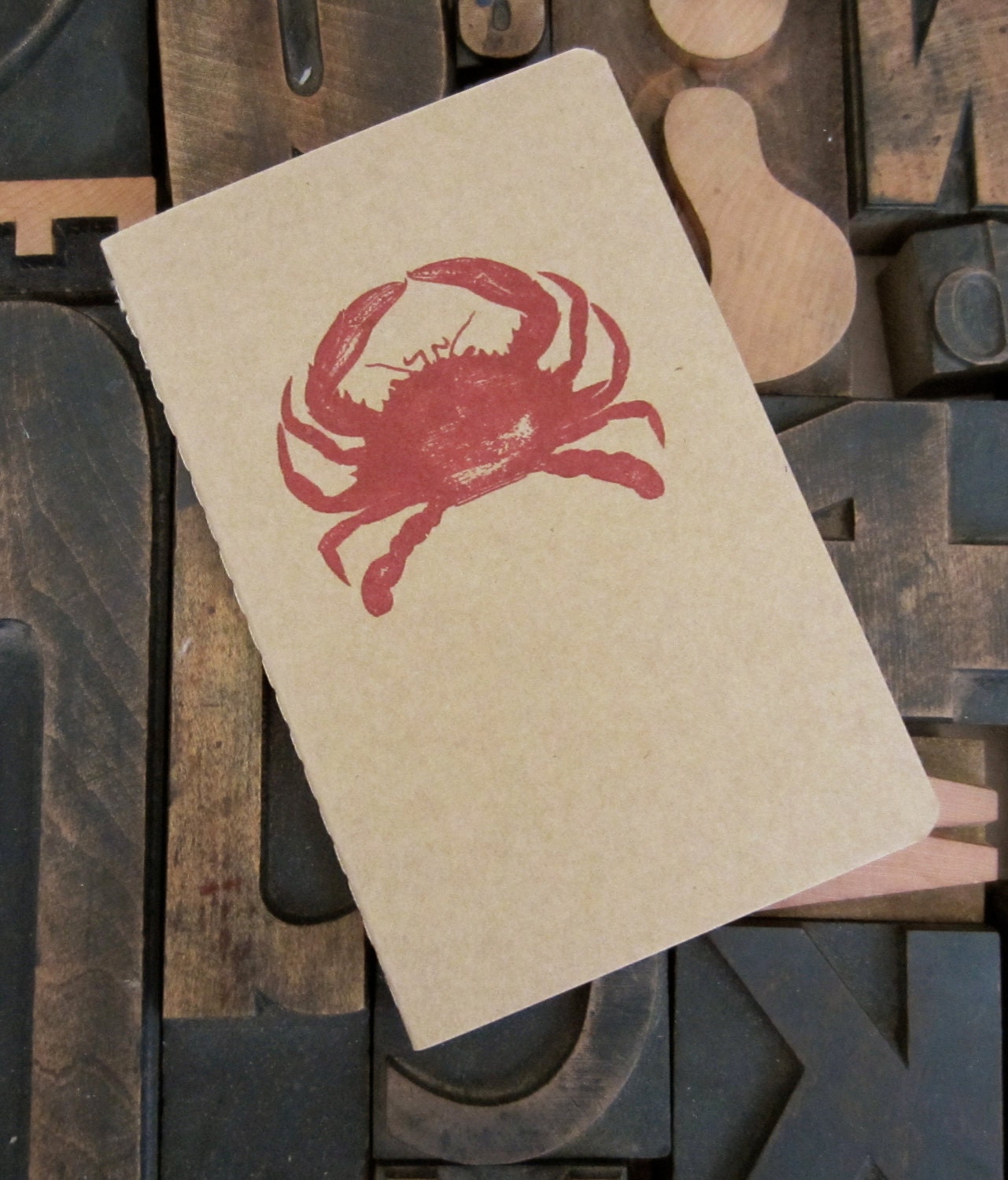 Cherry Red Crab Gocco Lined Notebook