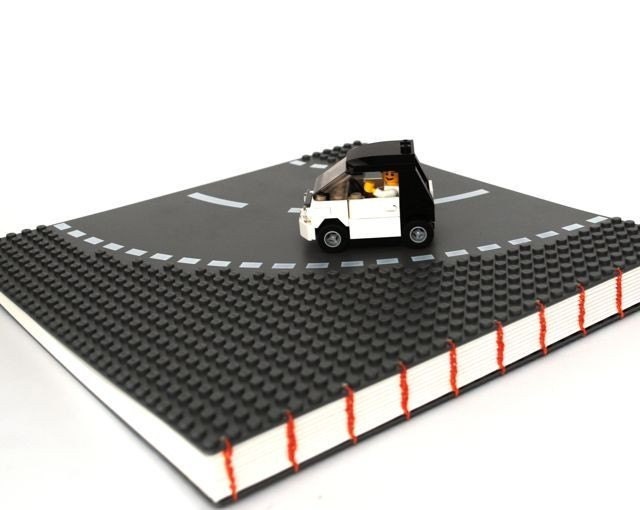 Upcycled Build Your Own Cover Journal- Large Grey Road Plates