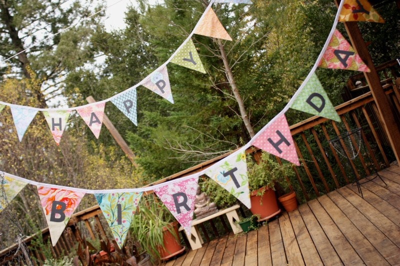 Custom Happy Birthday Flags.  A Unique Party Decoration.  You Receive Two Flag Buntings, Two Sided, More Value...
