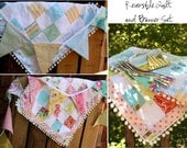 Custom Reversible Photo Prop Set Up, Doll Quilt and Flag Banner Set.  Photo Prop.