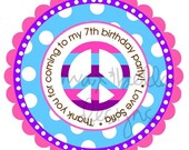 NEW 2.5 STICKER SIZE - Personalized Peace Stickers, Address Labels, Groovy, 60's, Gift Tags, Party Favors - Set of 12