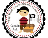 Pirate Personalized Stickers, Tags, Party Favors, Labels, Birthday, Pirate, Gold, Captain, Treasure, Invitation - Set of 12