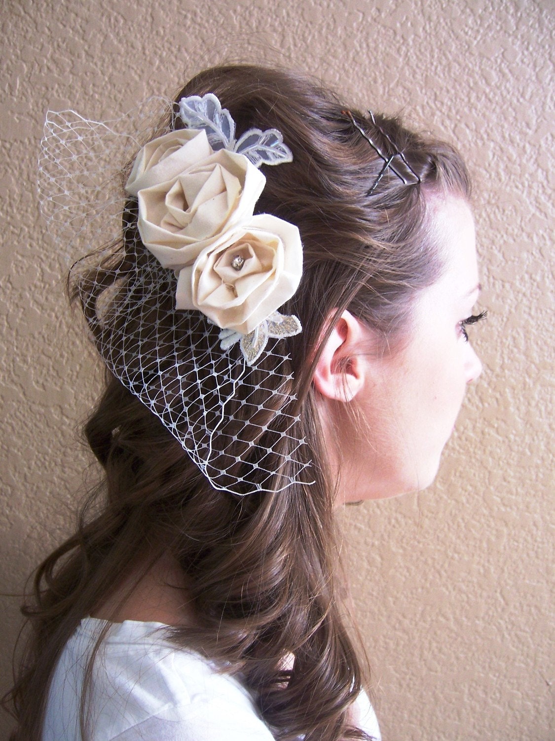 Roses and Birdcage Hair Piece