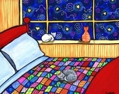 Three Cat Quilt - print