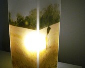 Glass Polaroid Photo Table Lamp - Fields of Gold - Unique Housewarming Gift, Home Decor, Functional Illuminated Art