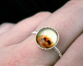 Petite Polaroid Romantic Simple Stacking Photo Ring - Sterling Silver, 8mm, Custom Sized - Heart (Made to Order)