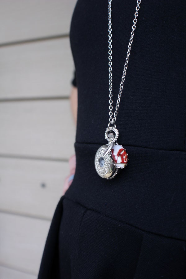 Clock Pendant - Polaroid Pocket Watch Locket/Necklace with Adornments - Love Clocket - Great for Bridesmaids, Valentines Day, Mothers Day