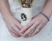 Custom Wedding Bouquet Pin / Charm / Photo Brooch / Boutonniere - Personalized with Your Photograph or Image - Antique Bronze Gold or Silve