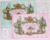 Birthday, Tea Party, Save the Date, Event Let Them Eat Cake Marie Antoinette French Pink or Aqua Invitation Set of 6
