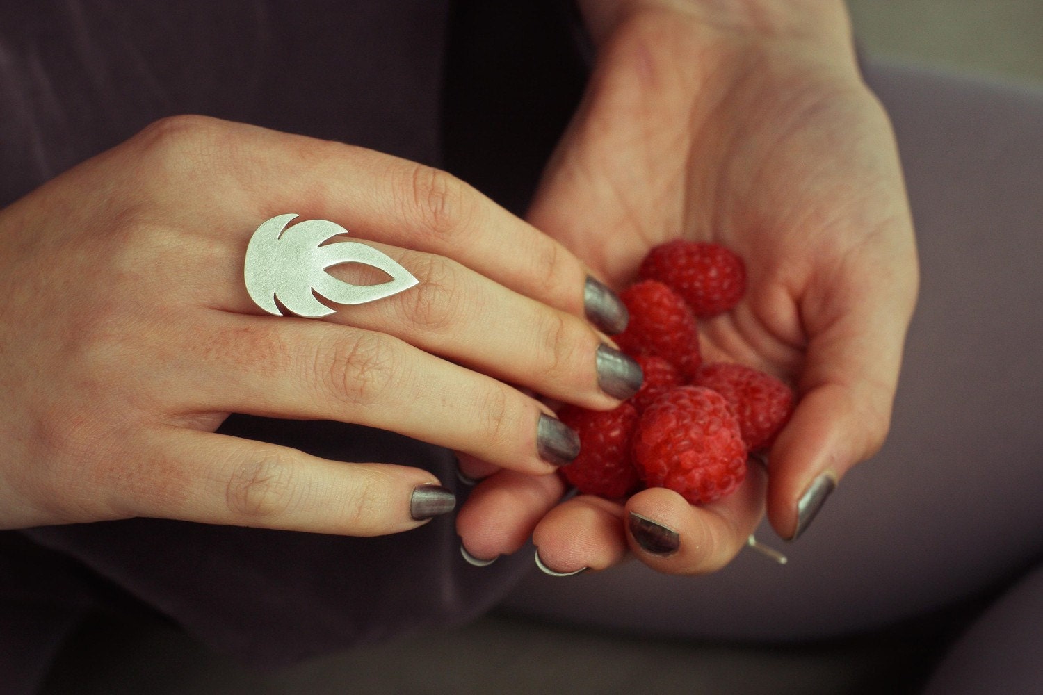 Silver Flame - hand pierced ring