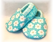 Aqua Cherry Blossom Baby Crib Shoes READY TO SHIP