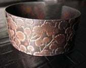 Ginkgo Etched Cuff Bracelet in Copper
