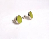 Sterling Silver and Resin Earrings in Lime Green