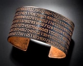 Pi Cuff Bracelet Etched in Copper