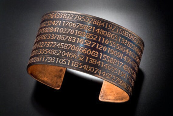 Pi Cuff Bracelet Etched in Copper