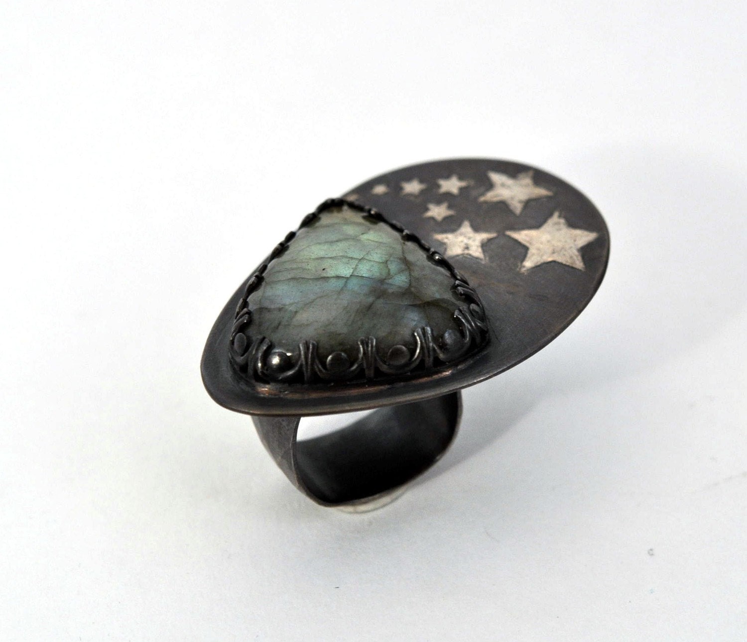 Labradorite Sterling Silver Ring Starburst