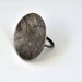 Large Sterling Silver Disk Ring With Etched Flowers