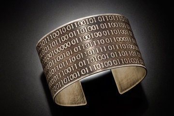 Custom Sterling Silver Binary Code Cuff Bracelet