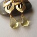 Lemon Quartz Earrings, Faceted Gemstone Briolette Earrings, Yellow Quartz Earrings, Gold Leaf Earrings, Under 50,