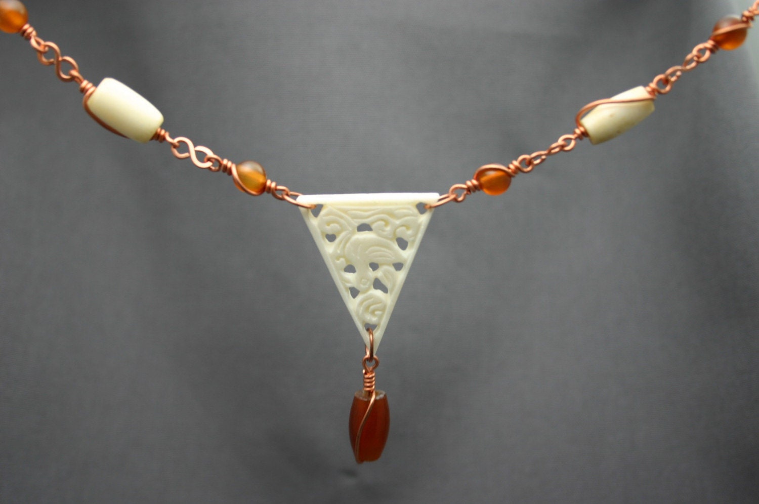 SALE - Copper, Bone and Horn Necklace