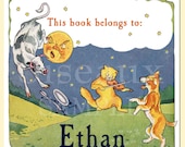 Personalized Hey Diddle Diddle Vintage Bookplates - Baby Shower Gift