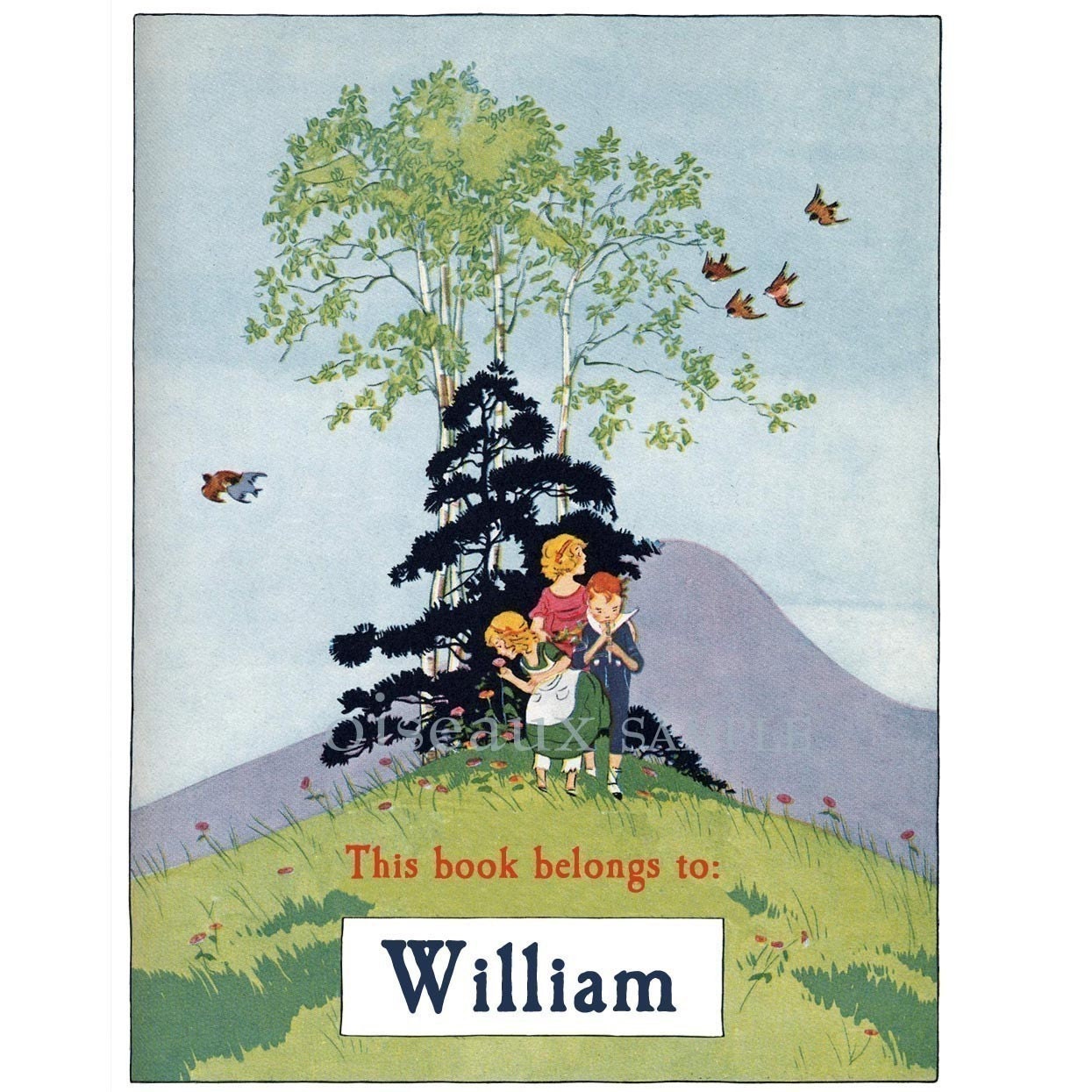 Personalized Vintage Hilltop Tree Bookplates