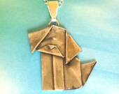 Silver Origami Dog Pendant - Large