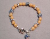 CLEARANCE - Cowgirl - peach quartz denim lapis bracelet