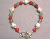 CLEARANCE - Minty Fresh - howlite fossil stone aventurine gemstone bracelet