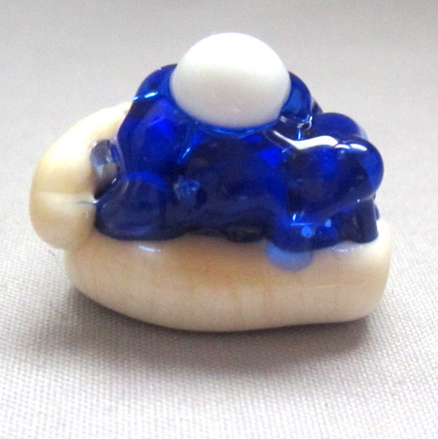 Delicious Handmade Lampwork Glass Bead Blue Berry Pie Focal