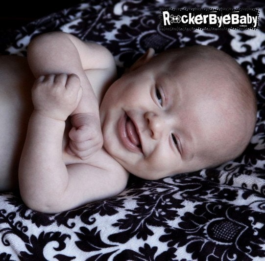 CUSTOM TWO SIDED damask minky blanket you choose the color and texture to add to the black and white damask punk rock baby or toddler