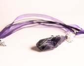 Natural Amethyst Chunky Pendant Necklace. Faceted Gemstone. Teardrop. Whimsical Wire Wrapped Pendant . Free necklace. made by Bululu Studio