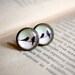 Birds on Wire Stud Earrings - Delicate Everyday Jewelry - Gift for her under 20usd