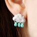 Rain Cloud Stud Earrings - Winter Jewelry - Gift for her under 25