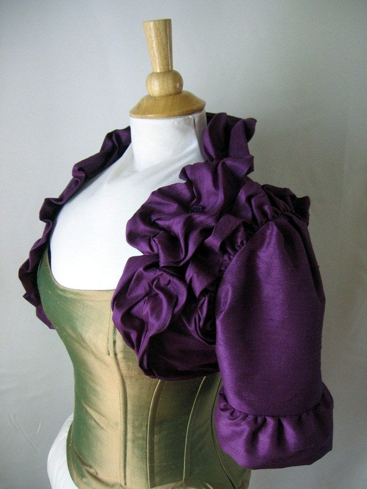 Daphne Silk Ruffle Victorian Bridal Bolero Jacket - Custom Made to Order Wedding Dress Accessory