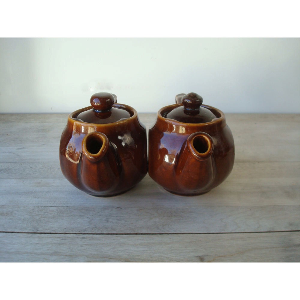 Vintage Deep Brown Teapots - Made in USA -