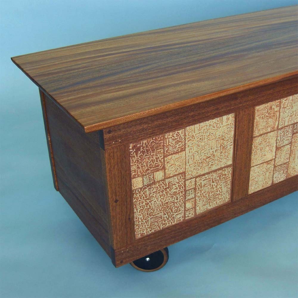 Filing Cabinet/Bench in Mahogany - with handmade tile