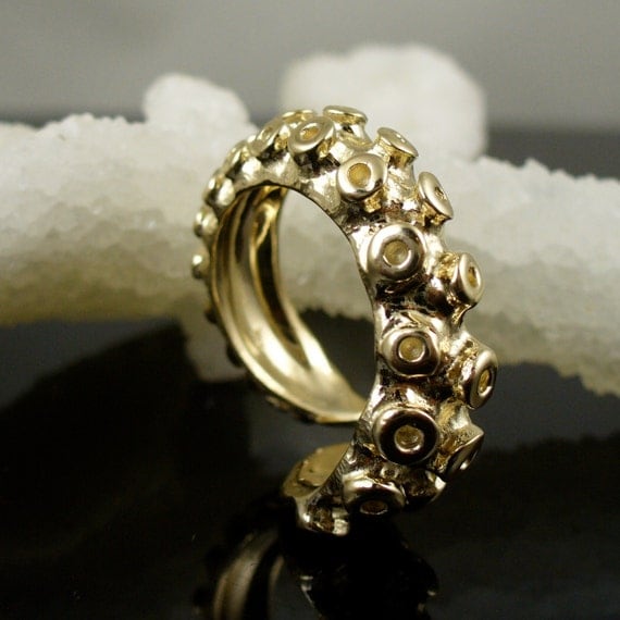 SALE 14K Yellow Gold Tentacle Ring