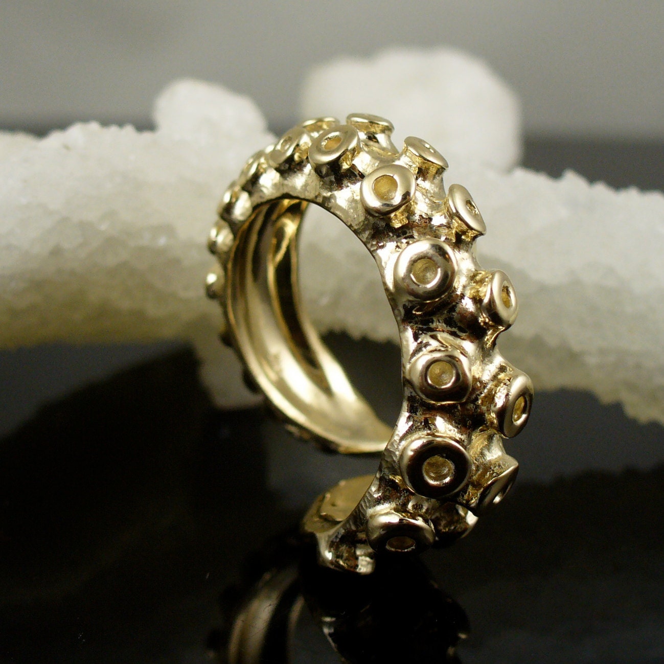 SALE 14K Yellow Gold Tentacle Ring