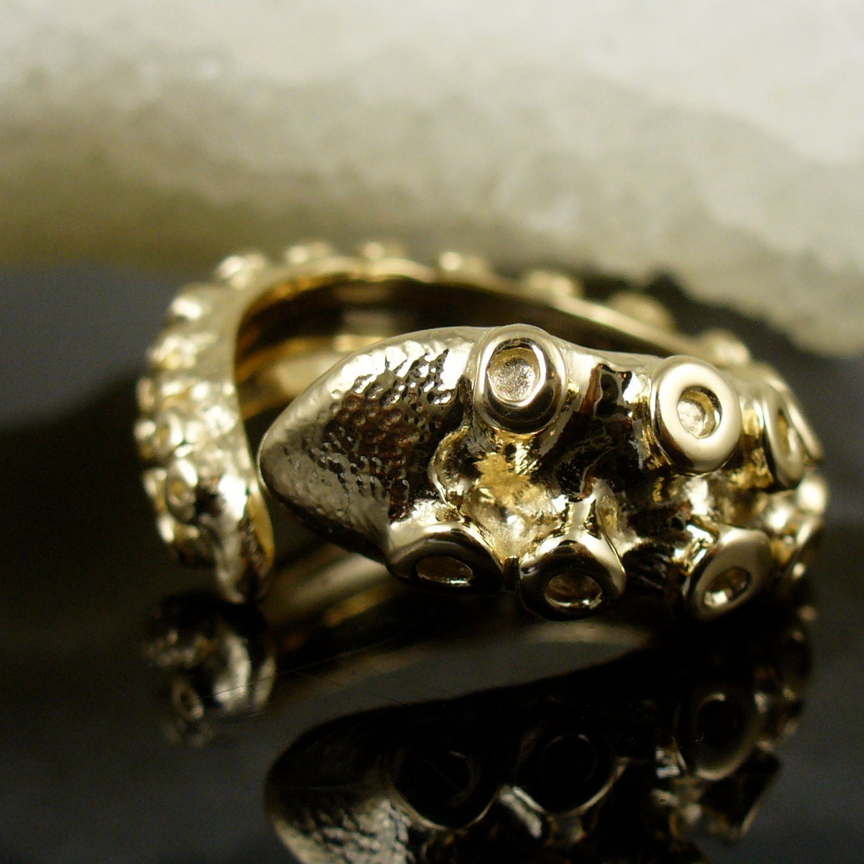 SALE 14K Yellow Gold Tentacle Ring