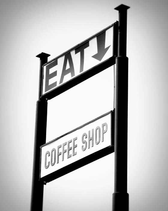 Eat, Coffee Shop - 11x14 Fine Art Photograph - Black and White