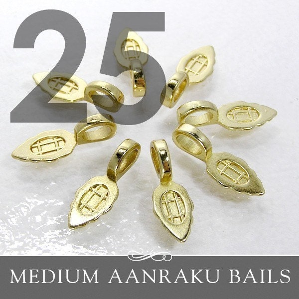 Aanraku MEDIUM Bail - 25 Gold Plated Bails - Aanraku Medium Size for Scrabble Tiles and Glass Pendants
